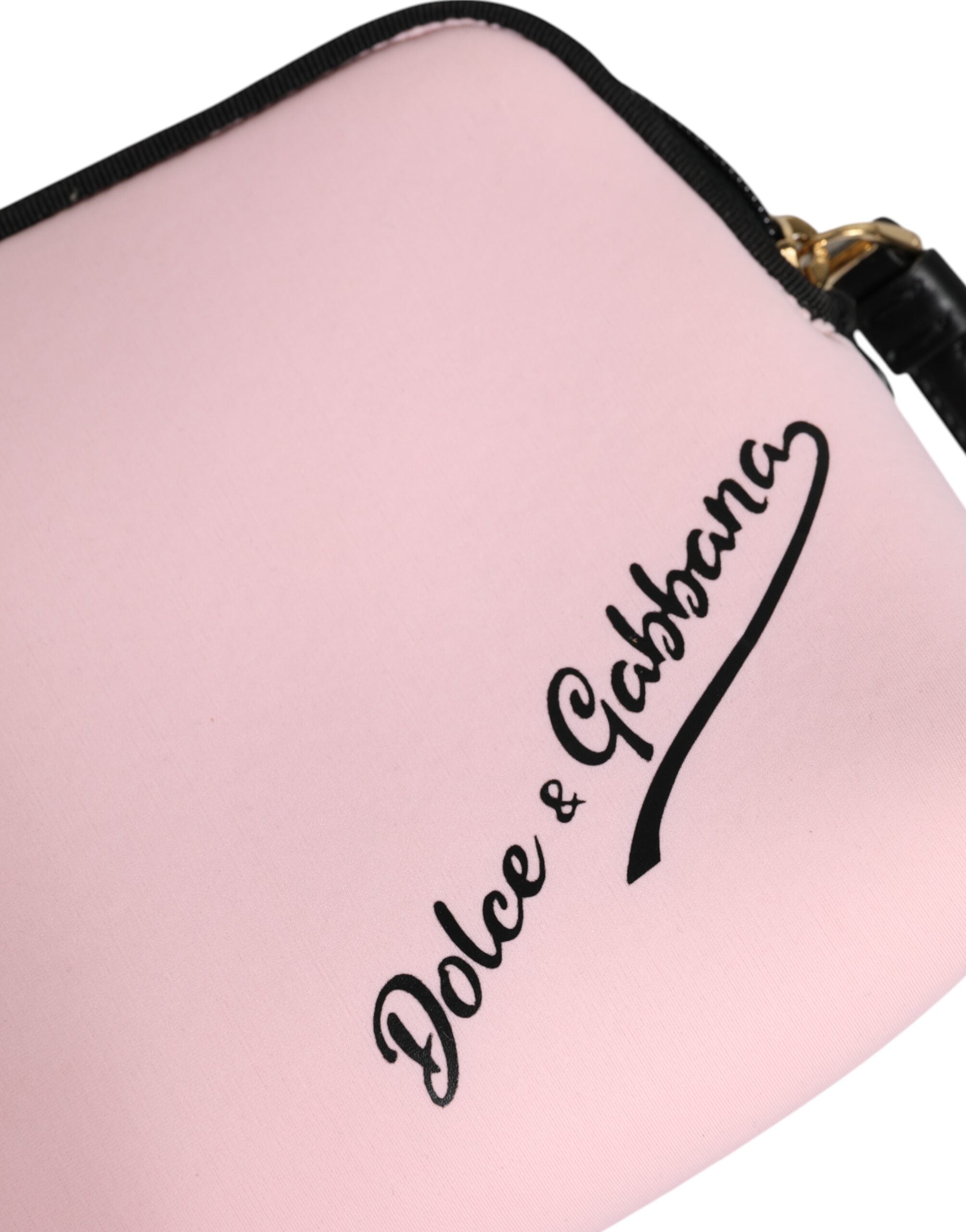 Dolce & Gabbana Rosa Solid Nylon DG Logo Print Clutch Zip Borse Pouch Tasche